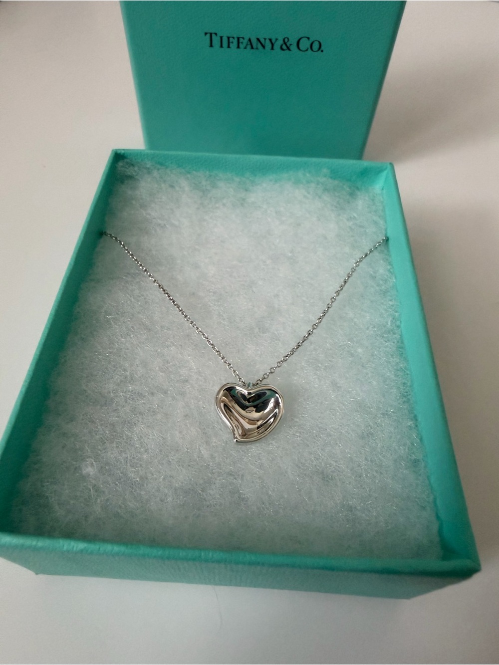 Tiffany & Co. Elsa Peretti Sterling Silver Full Heart Pendant Necklace - 0087